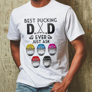 Hockey Dad Best Pucking Dad Ever, Personalized Shirts, Father's Day Gifts for Dad, Hockey Helmet - Shirts - GoDuckee