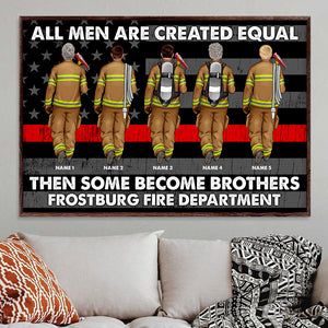 Personalized Firefighter Brother & Sister Poster - All Men Are Created Equal - Thin Red Line Flag - Poster & Canvas - GoDuckee