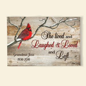 She Lived And Laughed & Loved And Left, Personalized Heaven Poster Canvas - Poster & Canvas - GoDuckee