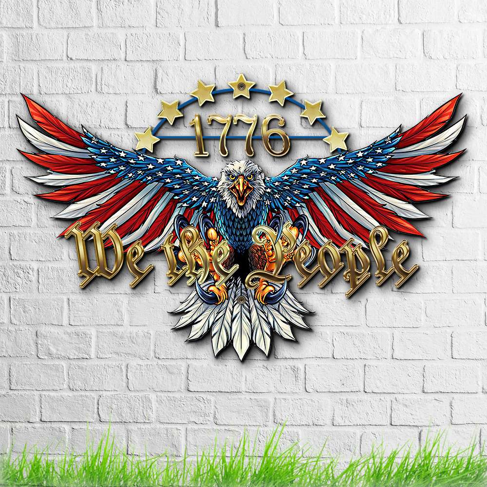 Bald Eagle American Flag Metal Wall Art