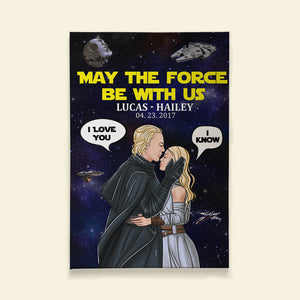 Personalized Galaxy Couple Canvas Print, May The Force Be With Us, Couple Forehead Kiss - Poster & Canvas - GoDuckee