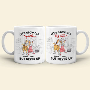 Let's Grow Old Together But Never Up, Old Couple Singing Kara White Mug - Coffee Mug - GoDuckee