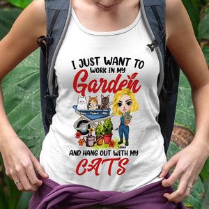 I Just Want To Work In My Garden And Hang Out With My Cats Personalized Gardening Shirt - Shirts - GoDuckee