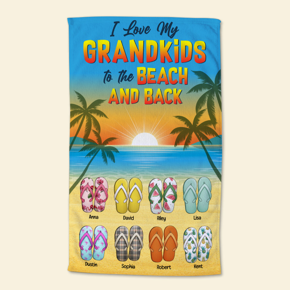 Love My Grandkids, Personalized Beach Towel For Grandparents, Summer Gifts - Beach Towel - GoDuckee