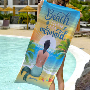 Beach Please I'm A Mermaid - Personalized Mermaid Beach Towel - Gifts For Wife, Girlfriend - Beach Towel - GoDuckee