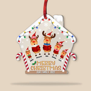 Deer Family Singing Christmas Carol Merry Christmas, Personalized Acrylic Custom Shape Ornament - Ornament - GoDuckee