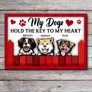 Dogs Hold The Key To My Heart, Personalized Wood Key Hanger for Dog Lovers - Wood Sign - GoDuckee