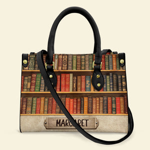 Personalized Book Lover Leather Bag, Book Seamless Pattern, Gift For Book Lovers - Leather Bag - GoDuckee
