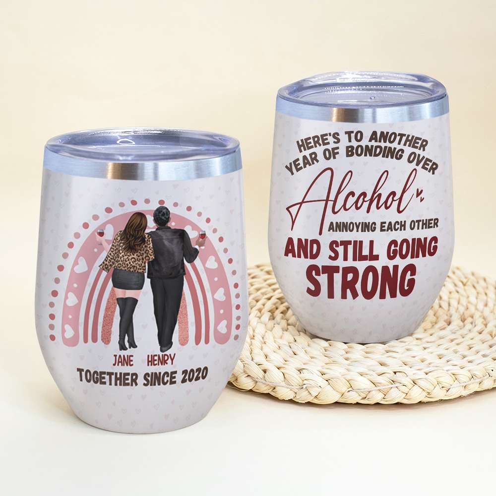 Bonding Over Alcohol Annoying Each Other Personalized Tumbler Cup - Wine Tumbler - GoDuckee