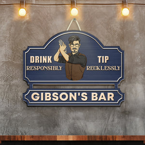 Bartender Drink Responsibly Tip Recklessly - Personalized 3D 2-Layered Wood Art - Gift for Bartenders - Wood Sign - GoDuckee