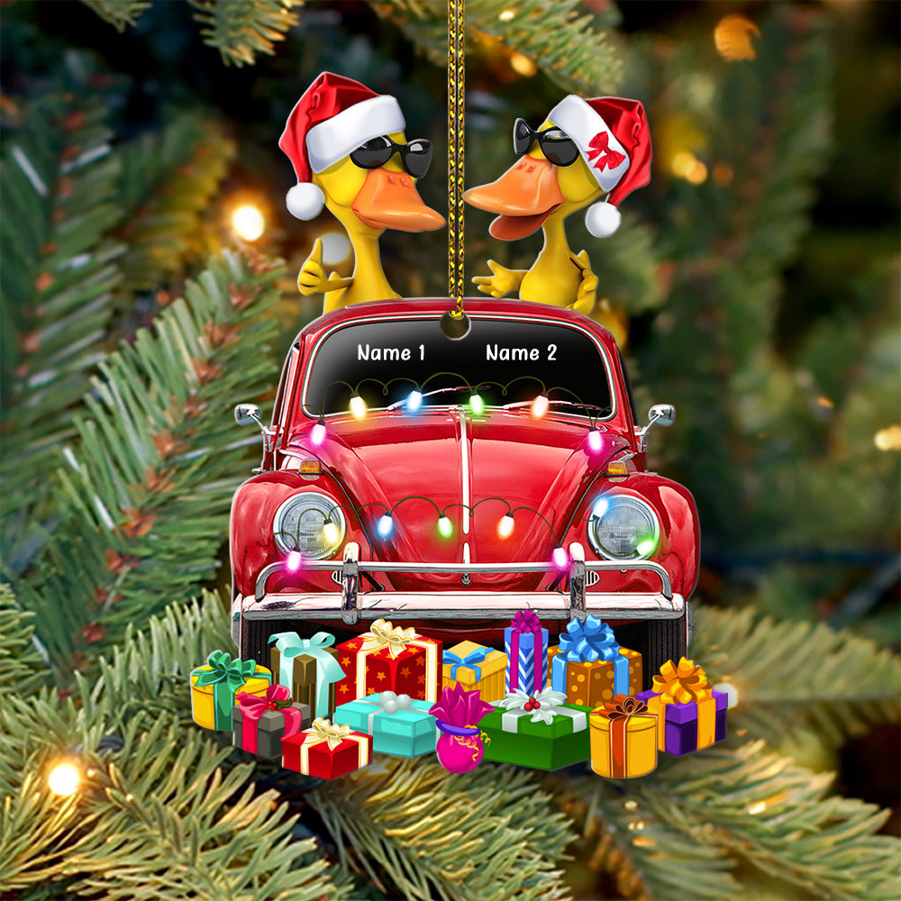 Couple Gift For Beetle Lover - Personalized Duck Christmas Ornament - Ornament - GoDuckee