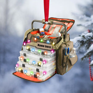 Fishing Christmas Fishing Bag With Christmas Light Personalized Christmas Ornament - Ornament - GoDuckee