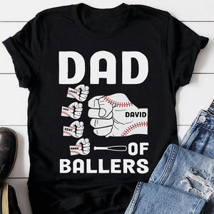 Baseball Dad of Ballers, Personalized Shirts, Father's Day Gifts for Dad, Fist Thumb Kids and Dad - Shirts - GoDuckee