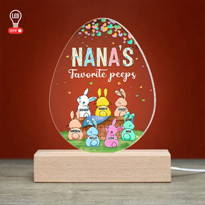 Nana's Favorite Peeps Personalized Led Light, Gift For Grandma, Easter Day Gift, Grandma's Little Rabbits - Led Night Light - GoDuckee