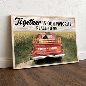 Custom Couple's Name Poster - Red Truck - Together Is Our Favorite Place To Be - Poster & Canvas - GoDuckee