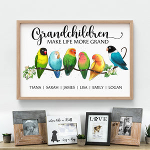 Grandchildren Make Life More Grand Personalized Grandma Grandpa Canvas Print, Gift For Family - Poster & Canvas - GoDuckee