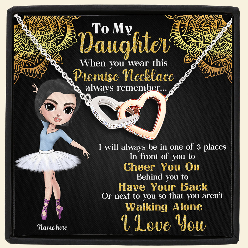 Ballet Cheer You On Have Your Back - Personalized Interlocking Hearts Necklace - Gift for Ballet Dancers, Ballet Girl Dolls - Jewelry - GoDuckee