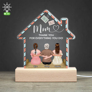 Mom Thank You For Everything You Do, Personalized Led Light, Gift For Mom, Mother's Day Gift, Mom With Her Kids - Led Night Light - GoDuckee