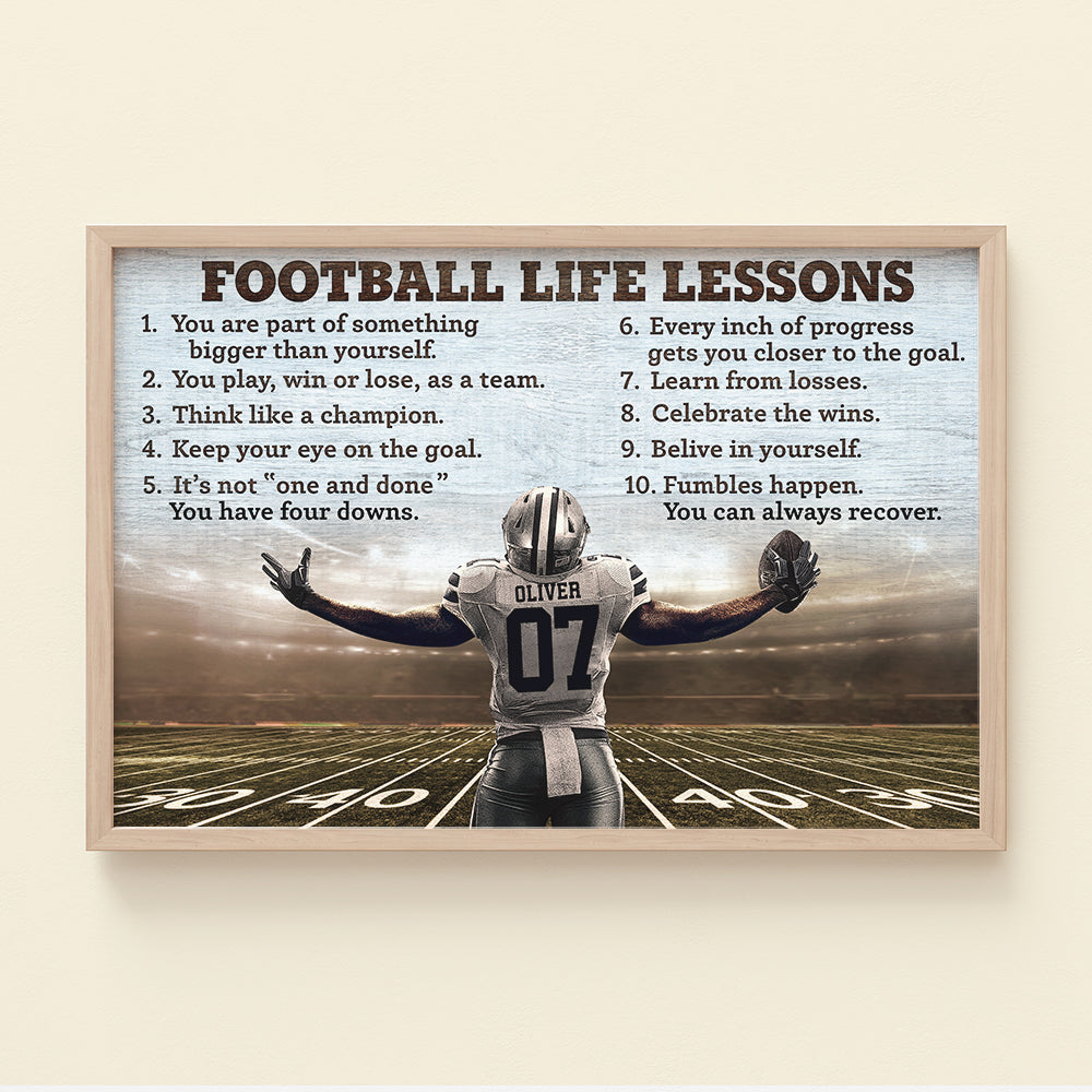 Football Life Lessons - Personalized Tumbler Cup - Birthday Gift