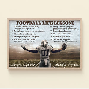 Football Life Lessons Personalized Football Canvas Print, Custom Name & Number - Poster & Canvas - GoDuckee