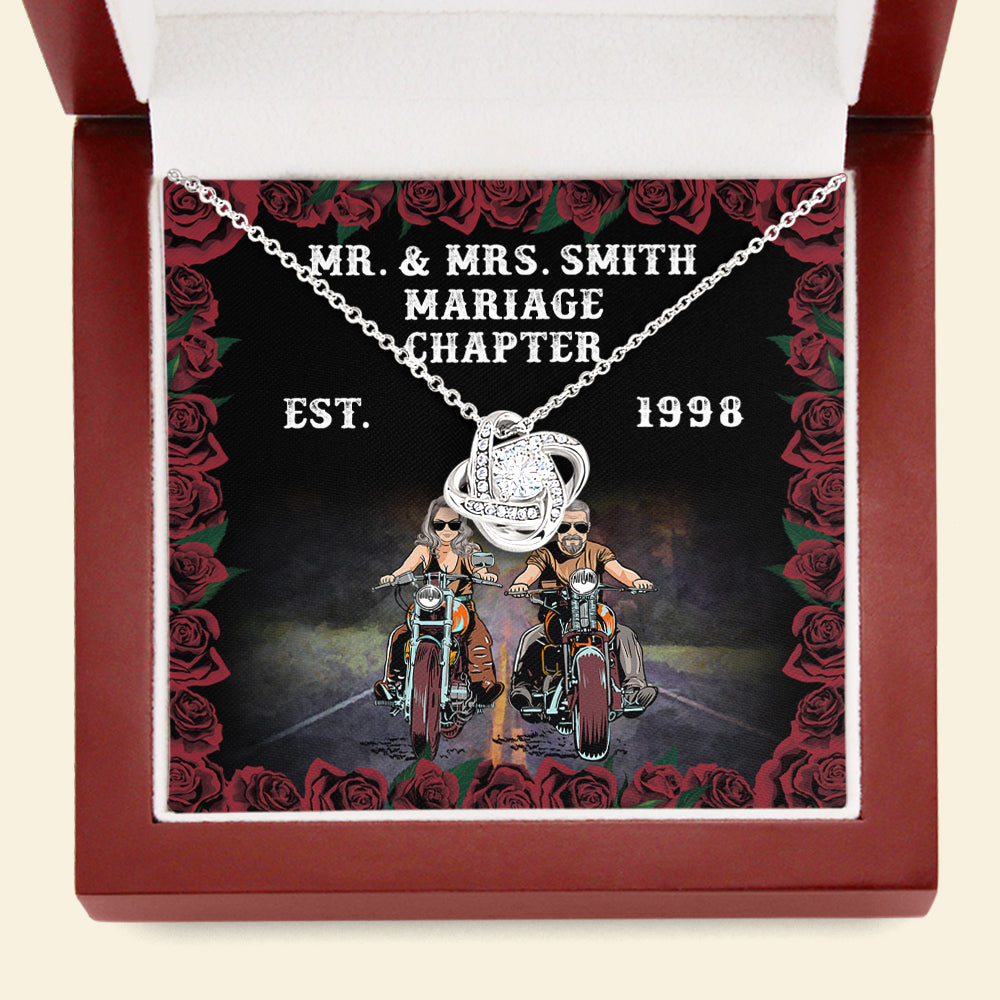 Biker Couple Marriage Chapter - Personalized Love Knot Necklace - Gift for Him/Her - Jewelry - GoDuckee