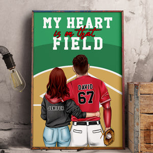 Personalized Baseball Couple Poster - My Heart Is On That Field - Couple Shoulder to Shoulder - Poster & Canvas - GoDuckee