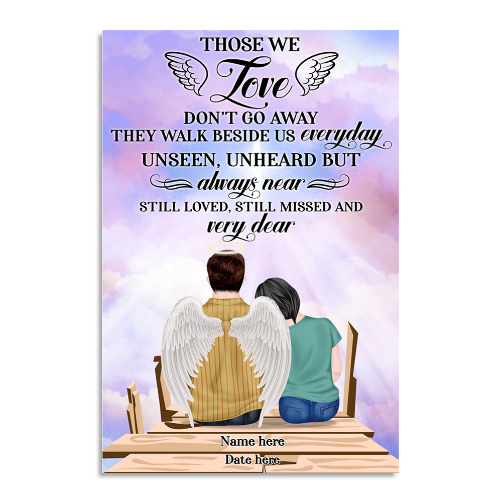 Personalized Young Couple Poster - Memories Of Husband in Heaven Those we love don't go away - Poster & Canvas - GoDuckee