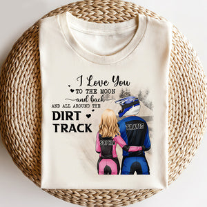 Motocross Couple I Love You To The Moon And Back - Personalized Shirt - Gift For Motocross Couples - Shirts - GoDuckee