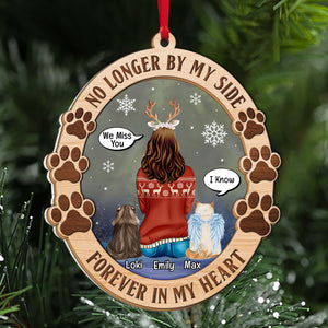 No Longer By My Side Forever In My Heart, Personalized Cat 2 Layered Mix Ornament - Ornament - GoDuckee