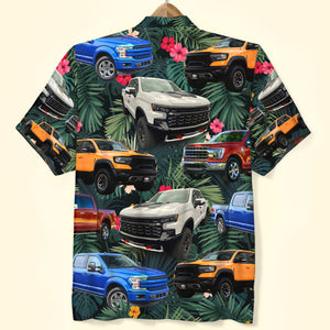 Custom Pickup Truck Photo Hawaiian Shirt, Tropical Pattern, Summer Gift - Hawaiian Shirts - GoDuckee