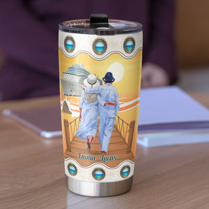 Just You And Me Cruising And The Beach Personalized Old Couple Tumbler Gift For Couple - Tumbler Cup - GoDuckee