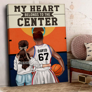 Personalized Basketball Couple Poster - My Heart Belongs To The Center - Couple Shoulder to Shoulder - Poster & Canvas - GoDuckee