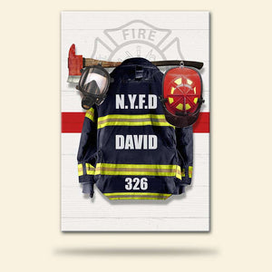 Personalized Firefighter Uniform Poster - Thin Red Line Background - Poster & Canvas - GoDuckee