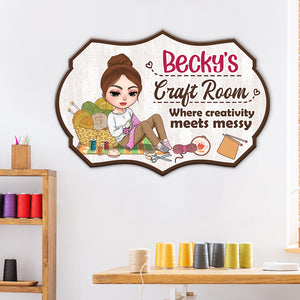 Craft Room Where Creativity Meets Messy Personalized Craft Metal Sign - Metal Wall Art - GoDuckee