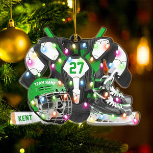 Hockey Gear Personalized Acrylic Ornament, Christmas Tree Decor for Hockey Players - Ornament - GoDuckee