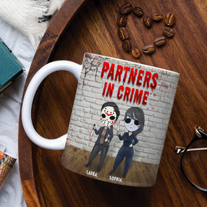Partners In Crime If I Murdered Someone, Personalized Halloween Bestie Mug - Coffee Mug - GoDuckee