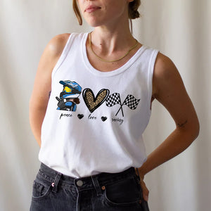 Peace Love Racing, Personalized Shirt, Gift for Motocross Girls - Shirts - GoDuckee