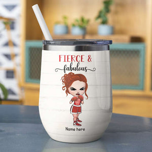 Personalized Boxing Girl Dolls Wine Tumbler - Sweat Dries Blood Clots Bones Heal - Wine Tumbler - GoDuckee