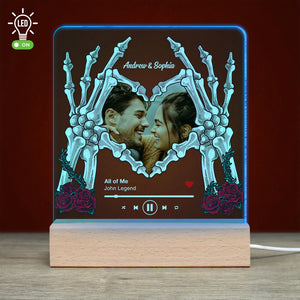 Custom Couple Skull Led Light 3D Wooden Base - Gift For Couple - Led Night Light - GoDuckee