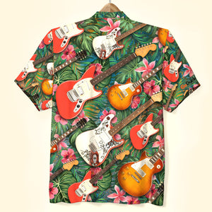 Custom Electric Guitar Hawaiian Shirt, Tropical Pattern, Gift For Guitar Lovers - Hawaiian Shirts - GoDuckee