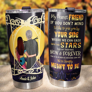 Pumpkin King and Queen, Personalized Halloween Couple Tumbler, We're Simply Meant To Be - Tumbler Cup - GoDuckee