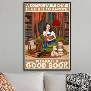 Personalized Reading Girl Poster - A Comfortable Chair Is No Use - Library Background - Poster & Canvas - GoDuckee