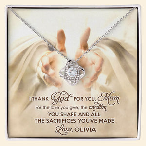 I Thank God For You- Gift For Mother-Personalized Love Knot Necklace- Mother's Day Love Knot Necklace - Jewelry - GoDuckee
