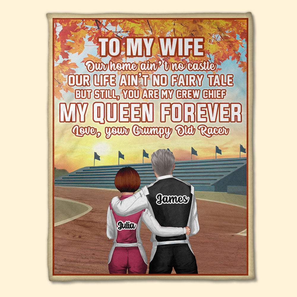 Personalized Racing Couple Racing Couple - To My Wife - My Queen Forever - Autumn - Blanket - GoDuckee