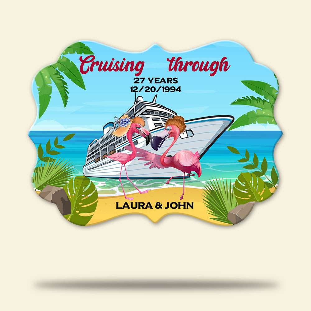 Cruise Flamingo Couple - Personalized Ornament - Ornament - GoDuckee
