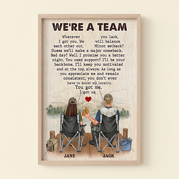 We Are A Team Personalized Canvas Print, Gift For Fishing Couple