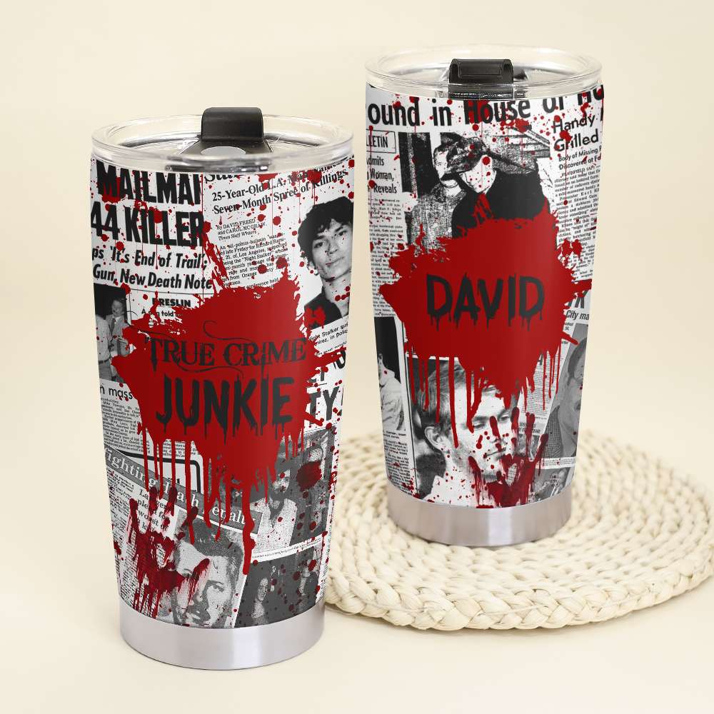 Serial Killer True Crime Junkie, Personalized Horror Tumbler, Halloween Gift for Horror Fans - Tumbler Cup - GoDuckee
