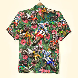 Custom Motocross Hawaiian Shirt, Tropical Pattern F - Hawaiian Shirts - GoDuckee