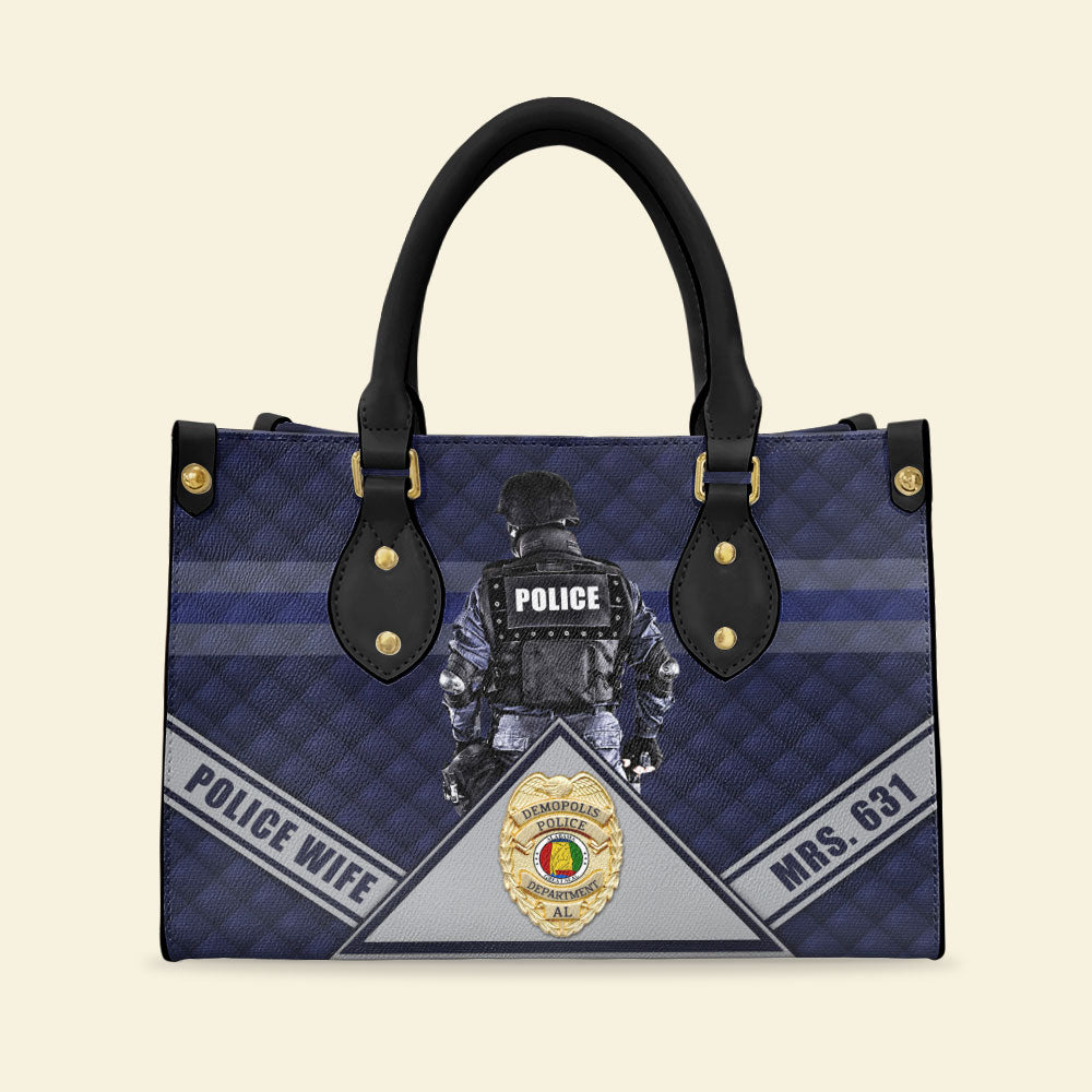 Police Badge With Custom State Seal Leather Bag, Gift For Wife - Leather Bag - GoDuckee