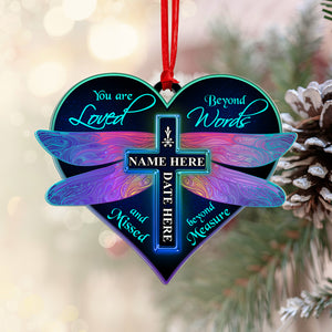 Dragonfly Cross, Beyond Words Beyond Measure - Personalized Ornament - Memorial Gift - Ornament - GoDuckee